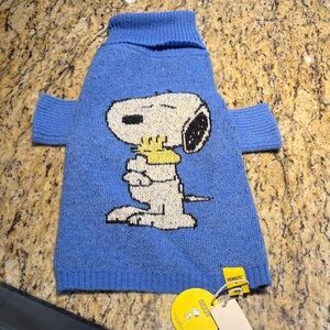 Peanuts Blue Dog Sweater with Snoopy and Woodstock